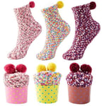 JARSEEN 3 Coffret Cadeau Noel Chaussettes Femme Super Confortables Chaud Douces Mignon Noël (Rose, Jaune, Violet, EU 36-42)