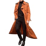 SalmophC Mens Trench Coat Long Slim Fit Double Breasted Long Trench Coat Casual Lapel Trench Overcoat Outwear with Belt