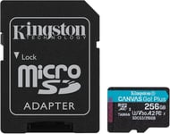 Kingston Canvas Go! Plus Microsd Geheugenkaart Class 10, Uhs-I 256Gb Microsdxc 170R A2 U3 V30 Kaart + Adp