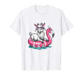 Funny Goat On Flamingo Floatie Summer Pool Party Vintage T-Shirt