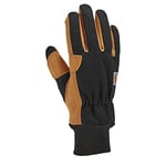 Carhartt Men's Insulated Duck Synthetic Leather Knit Cuff Glove, Black/Barley, Large