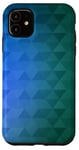 Coque pour iPhone 11 Polygone Géométrie Bleu Vert Dégradé