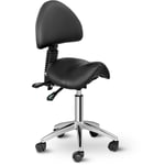 Physa - Tabouret à Roulettes Selle Ergonomique Siège Assis Debout Dossier 150 Kg Noir