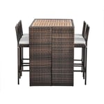 Ensemble 1 Table Et 4 Chaises De Jardin Extérieur Hautes Style Bar Plateau En Bois Coussins Amovibles Teamson Home Pt-Of0026