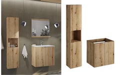 Bathroom Cabinet Set Tall Slim Floating Storage 600 Vanity Unit Oak Effect Nova