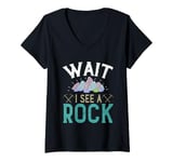 Womens Wait I see a Rock V-Neck T-Shirt