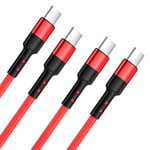 [2-Pack/1.5M] USB C to USB C Charger Cable, PD 60W USB C to USB C Cable Fast Charge Compatible with iPhone 15 Pro Max, MacBook/iPad Pro/Air, Galaxy S24 S23 S22 Ultra, Pixel, Huawei, Switch (Red)