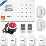 KERUI Alarme Maison sans Fil, 2.4G WiFi/4G GSM Maison Connectée Kits Système d'Alarme avec sirène, Alarme de Porte, Télécommandes, Alarme Detecteur de Mouvement, by Tuya APP Compatible Google & Alexa