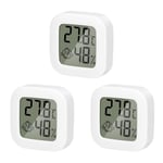 Thermometre Chambre Bebe, 3 Pièces Mini LCD Thermomètre Hygromètre Interieur Hygromètre Humidité avec Indication du Niveau de Confort pour Chambre de Bébé/Salon/Entrepôt/Reptiles/Bureau