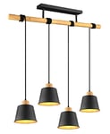 Trio, Suspension, Harris 4xE27, max.40,0 W Métal, noir mat, Corps: Métal, noir mat L:87,0cm, H:150,0cm, Ø:18,0cm IP20,Sans illuminant,Réglable en hauteur