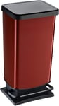 Rotho, Paso, Dustbin 40l with Pedal and lid, Plastic Waste Bin, Red Metallic