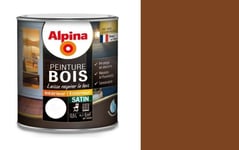 Peinture spéciale bois Marron ton bois satin 0.5L ALPINA microporeux protège déc