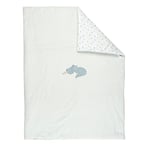 Nattou Petite Couverture douillette pour Bébé en Coton et Polyester, Crocodile Roméo, Avec motif réversible, env. 100 x 75 cm, Roméo, Jules et Sally, Bleu clair