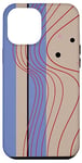 iPhone 13 Pro Max Blue Stripes Curved Lines Abstract Dark Beige Case