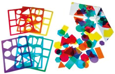Henbea- Formes Kaléidoscope, Enfant Double avec 6 pochoirs translucides pour Table Lumineuse Montessori, 60 Figurines géométriques avec Miroir Livre, 6 Couleurs différentes, 1102, Divers