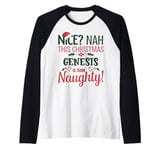 GENESIS Personalized Christmas Naughty Nice GENESIS Name Raglan Baseball Tee