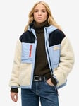 Superdry Hooded Fleece Jacket - Cream, Cream, Size 12, Women