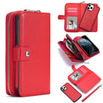 Apple iPhone 12 Mini Zipper Wallet Case Red