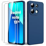 Byvuwiay Coque pour Xiaomi Redmi Note 13 4G, avec 2 Verre Trempé écran Protecteur, Etui Housse TPU Mince Souple Antichoc Case pour Xiaomi Redmi Note 13 4G, Bleu