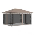 Paviljong med myggnät 4x3x2,73 m taupe 180 g/m²