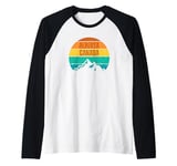 Alberta Canada Retro Vintage Sunset Mountains Raglan Baseball Tee