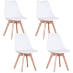 Lot de 4 chaises de salle a manger - Coussin de siège en cuir-Scandinave(Blanc) - blanc - Wokaka