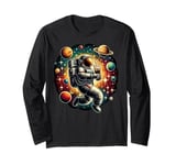 Colorful Galaxy Astronaut Drinking Root beer Long Sleeve T-Shirt