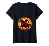 Womens Headless Horseman of Sleepy Hollow Lit Jack O Lantern V-Neck T-Shirt