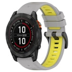 For Garmin Fenix 7S Sapphire Solar 20mm Sports Two-Color Silicone Watch Band(Grey+Yellow)