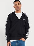 adidas Sportswear Mens Essentials Hooded Track Top - Black/White, Black/White, Size M, Men