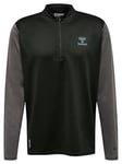 hummel Men's Hmlongrid 1/2 Zip Poly Sweatshirt, Jet Black/Forged Iron, XXL EU