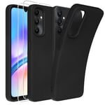 SMYTU Coque pour Samsung Galaxy A05s 4G avec 2 Verre Trempé, Housse Etui de Protection avec Microfibre Douce Antichoc en Silicone Souple pour Samsung Galaxy A05s 4G - Noir