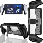 Etui Pour Sony Playstation Portal Avec Support, Coque Ps Portal Anti-Chute Avec Poignée Ergonomique En Tpu Souple + Panneau Arrière Transparent En Pc Dur Pour Ps Portal (Noir Transparent)