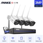 Annke Système de caméra de sécurité ip WiFi 8CH avec 4 caméras de surveillance sans fil intérieures extérieures 3M enregistrement Audio IP66 étanche