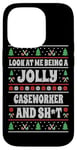 Coque pour iPhone 14 Pro Funny Caseworker Ugly Christmas Design Christmas Social Worker