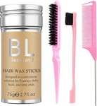 Hair Wax Stick & Pink Hair Brush Versatile Hair Styling set, Hair Wax Stick for