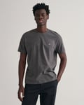 Gant Mens Regular Fit Short Sleeve Shield Logo T-Shirt - Dark Grey Cotton - Size Medium