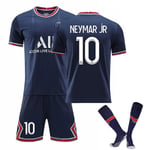 Neymar JR #10 tröja hemma 2021-2022 Paris fotbollströjor set S(165-170CM)