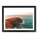 Howth Beacon In Dublin Ireland Modern Art Framed Wall Art Print, Ready to Hang Picture for Living Room Bedroom Home Office Décor, Black A4 (34 x 25 cm)