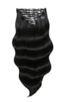 Foxy Locks Jet Black Superior 22" Seamless Clip In Human Hair Extensions 230g