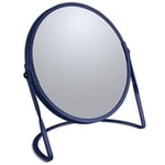 Spirella Miroir de Maquillage à Poser Miroir de beauté Miroir cosmétiques Double Face Miroir de courtoisie pivotant „Akira“ grossissement x5 - Bleu foncé Mat