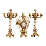 Design Toscano The Cherub's Harvest Clock and Candelabra Ensemble, 47 cm, Complete Set of 3 Pcs, Polyresin, Gold and Ivory