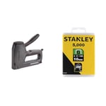 STANLEY Heavy Duty Staple Gun/Brad Nailer, 0-TR250 & Heavy Duty Cable Staples SharpShooter Pack of 5000 Type G 10 mm Resistant and Rustproof 1-TRA706-5T, Packaging May Vary, Silver