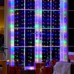 2m x 1.6m Christmas Multicolour LED Multi Function Plug In Window Curtain Lights