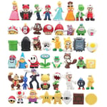 48 st/set Super Mario Familj Luigi Yoshi Bowser Wario Peach Toad Daisy Figur Modell Leksaker