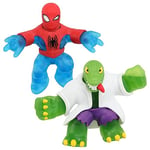 Heroes of Goo Jit Zu Coffret Duel Marvel Goo Shifters Spider-Man vs Goo Shifter Lizard. 2 héros Marvel Souples de 11 cm. Presse Le cœur de Goo Shifter Lizard et transforme sa Substance.