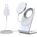 Magnetic Wireless Charger for iPhone 12 Series - 【With PD 20W USB C Adapter + Mag-Safe Charger】Convertible Fast Wireless Charging Station / Pad with 1.5m USB-C Cable for iPhone 12 Po Max Mini