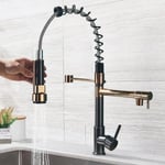 Black Rose Gold Kitchen Tap 360 Swivel Pull Down Spray Spring Kitchen Mixer Taps