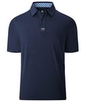 JACKETOWN Polos Homme Fashion à Veste Polos de Sport d'été Masculin T-Shirts Sportifs Hommes à Séchage Rapide Bleu Marine L