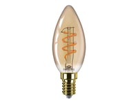 Philips Vintage - Led-Glödlampa Med Filament - Form: B35 - E14 - 3 W (Motsvarande 25 W) - Klass G - Ljus Med Varm Låga - 2200 K - Transparent Gold Amber